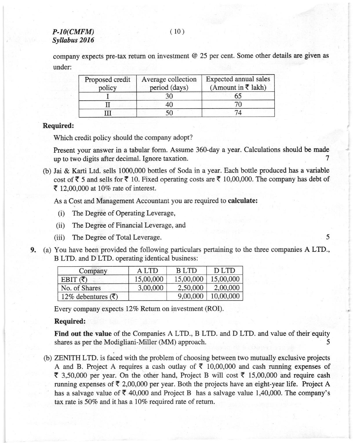 ICMAI Dec 2018 Tax Laws and International Taxation Question Paper (Final) - Page 10