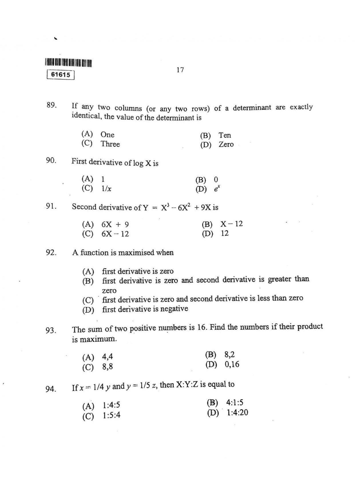 CUSAT CAT 2015 Applied Economics Question Paper - Page 18