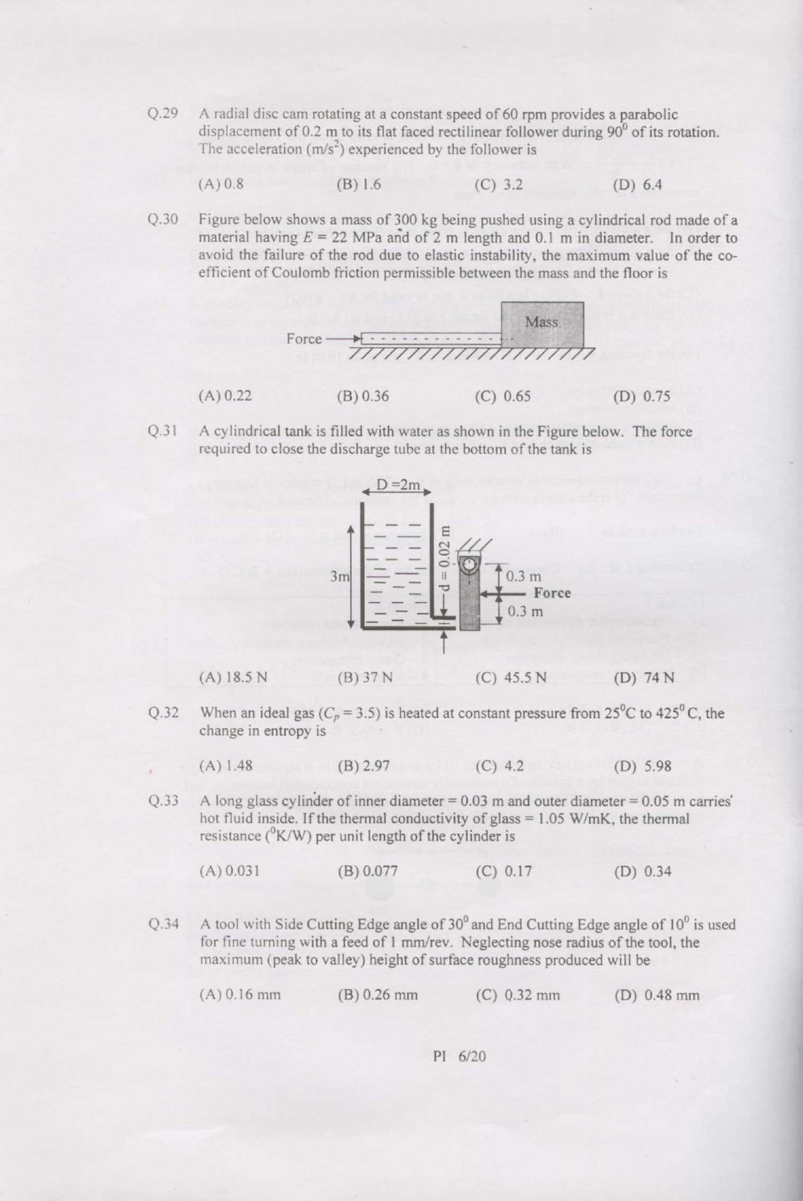 GATE 2007 Production and Industrial Engineering (PI) Question Paper with Answer Key - Page 6