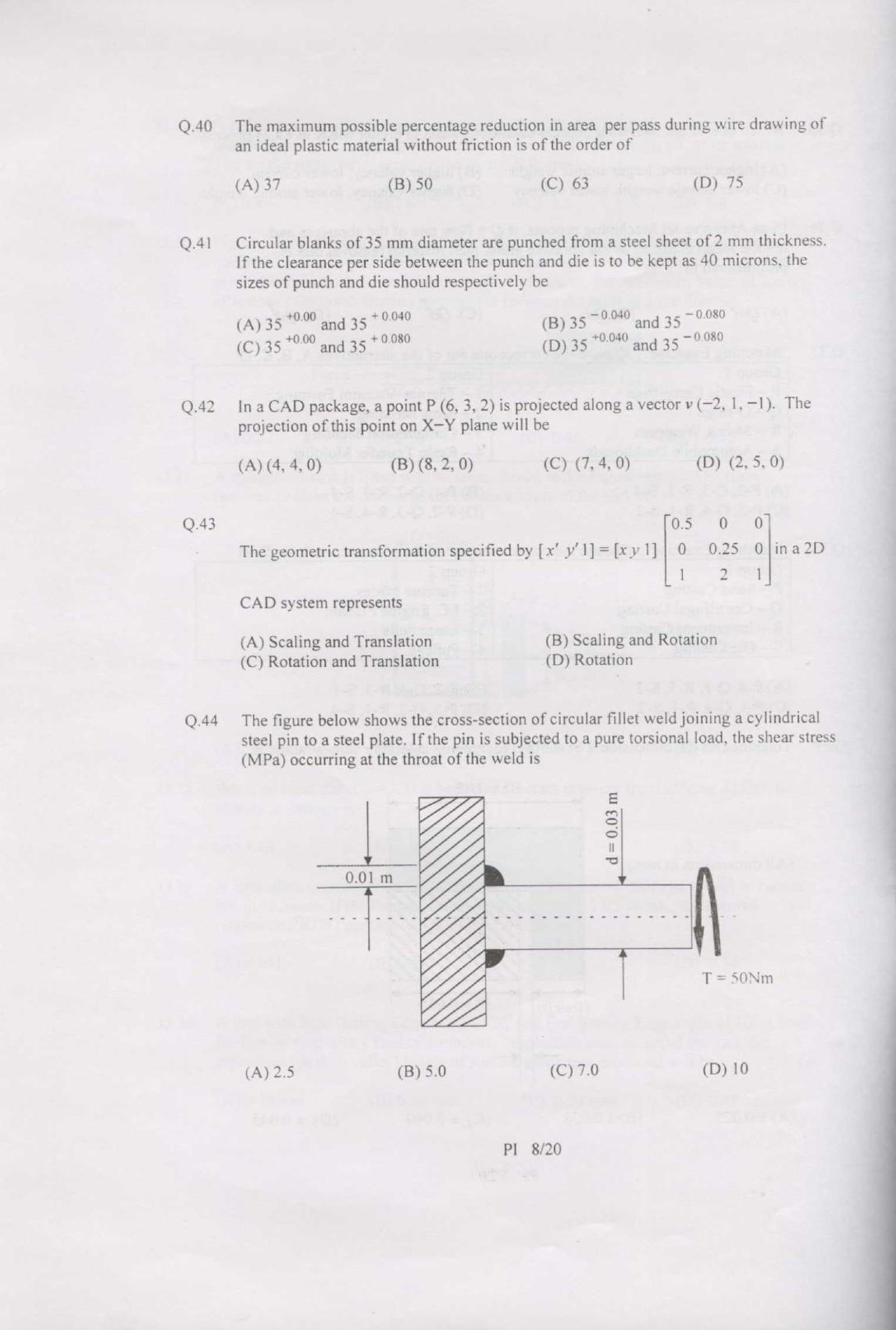 GATE 2007 Production and Industrial Engineering (PI) Question Paper with Answer Key - Page 8