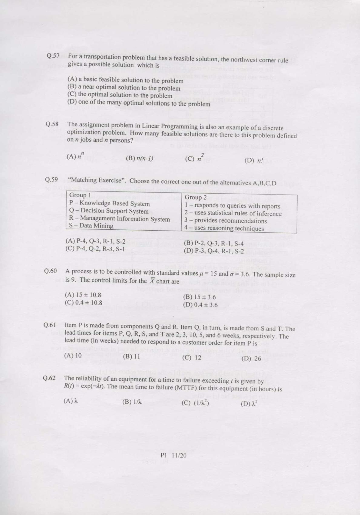 GATE 2007 Production and Industrial Engineering (PI) Question Paper with Answer Key - Page 11