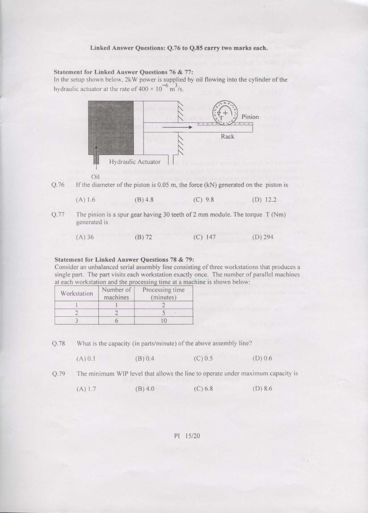 GATE 2007 Production and Industrial Engineering (PI) Question Paper with Answer Key - Page 15