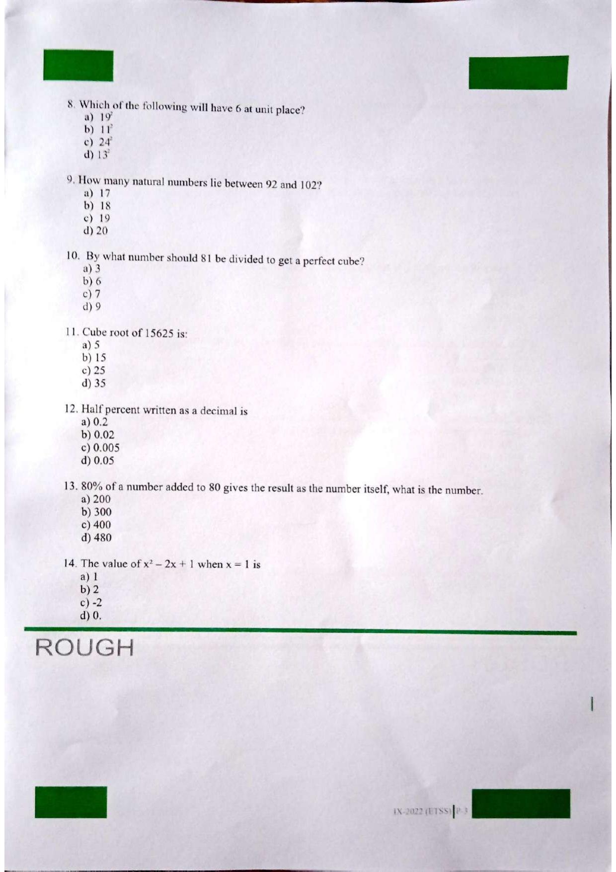 JKSSEE 2022 Class 9 Question Paper - Page 3