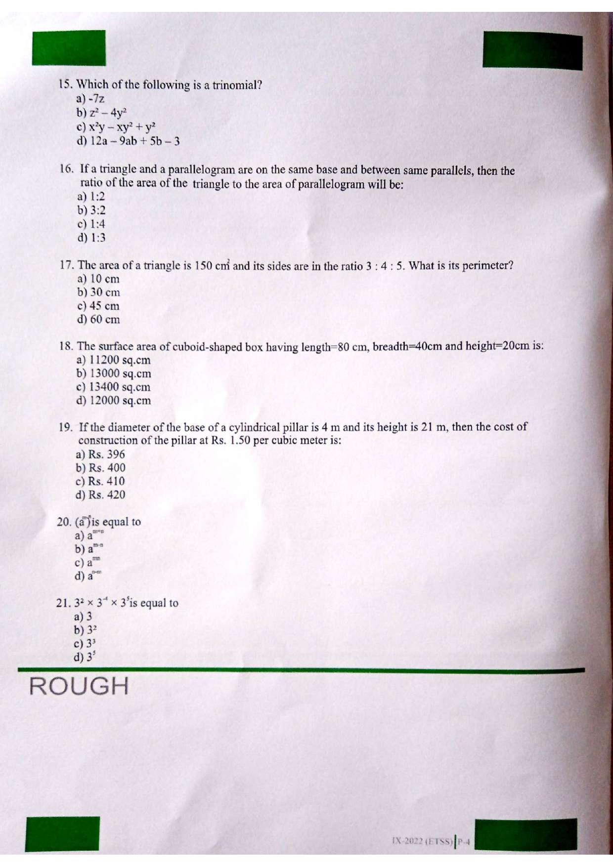 JKSSEE 2022 Class 9 Question Paper - Page 4