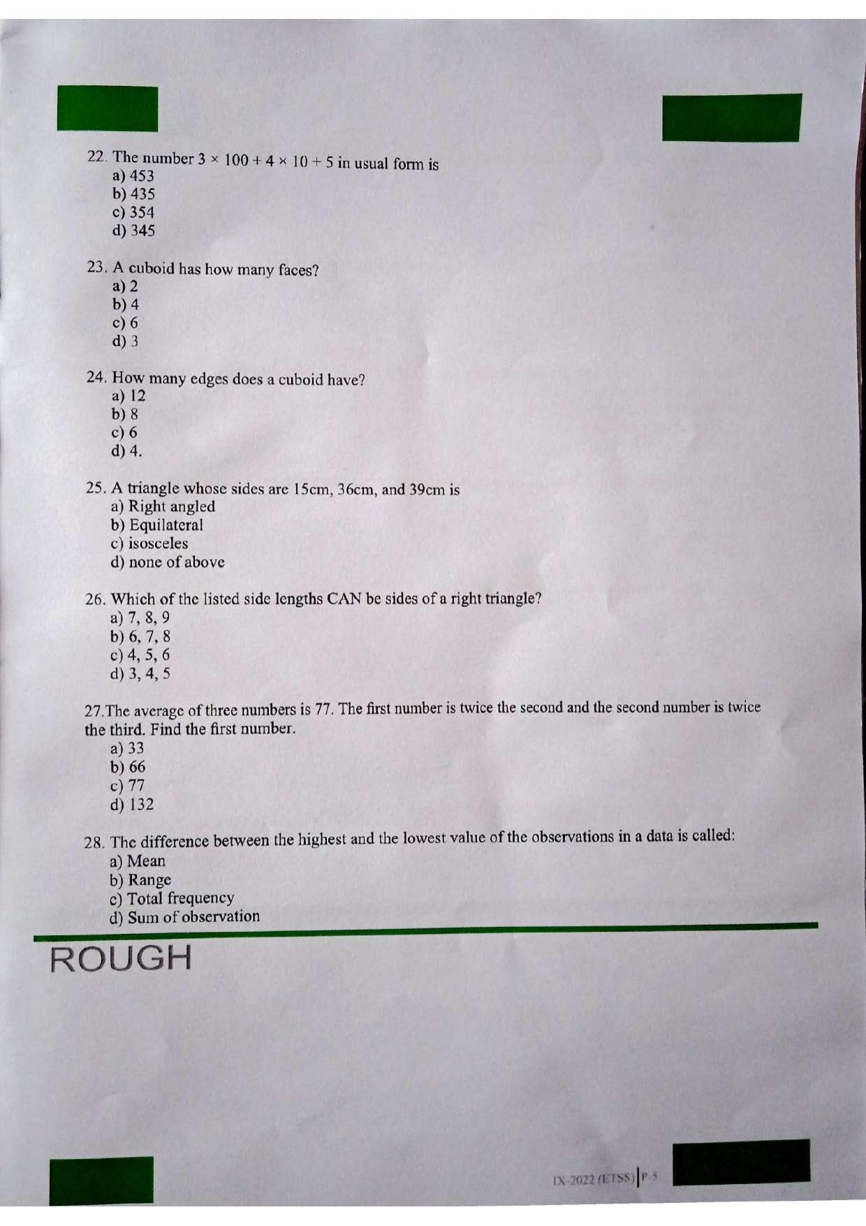JKSSEE 2022 Class 9 Question Paper - Page 5