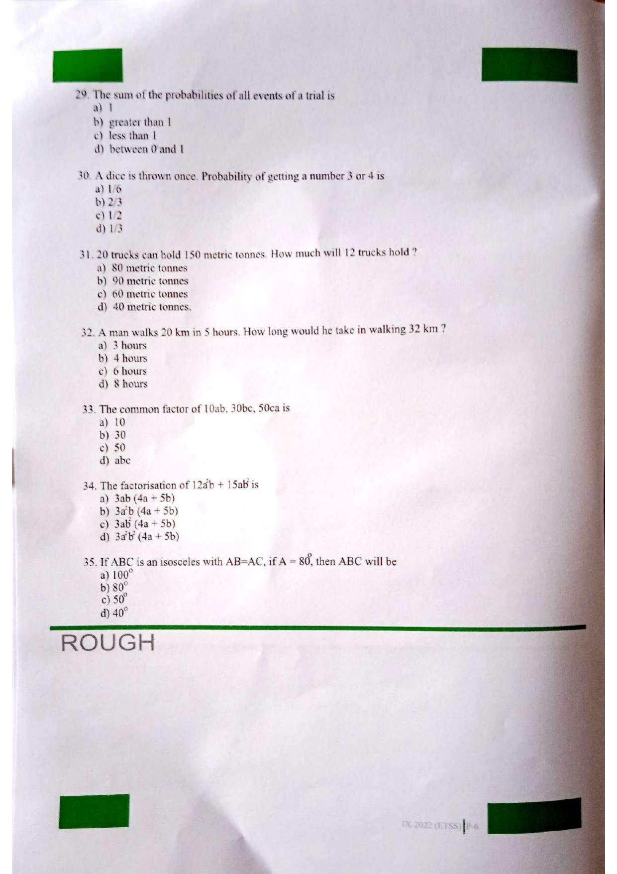 JKSSEE 2022 Class 9 Question Paper - Page 6