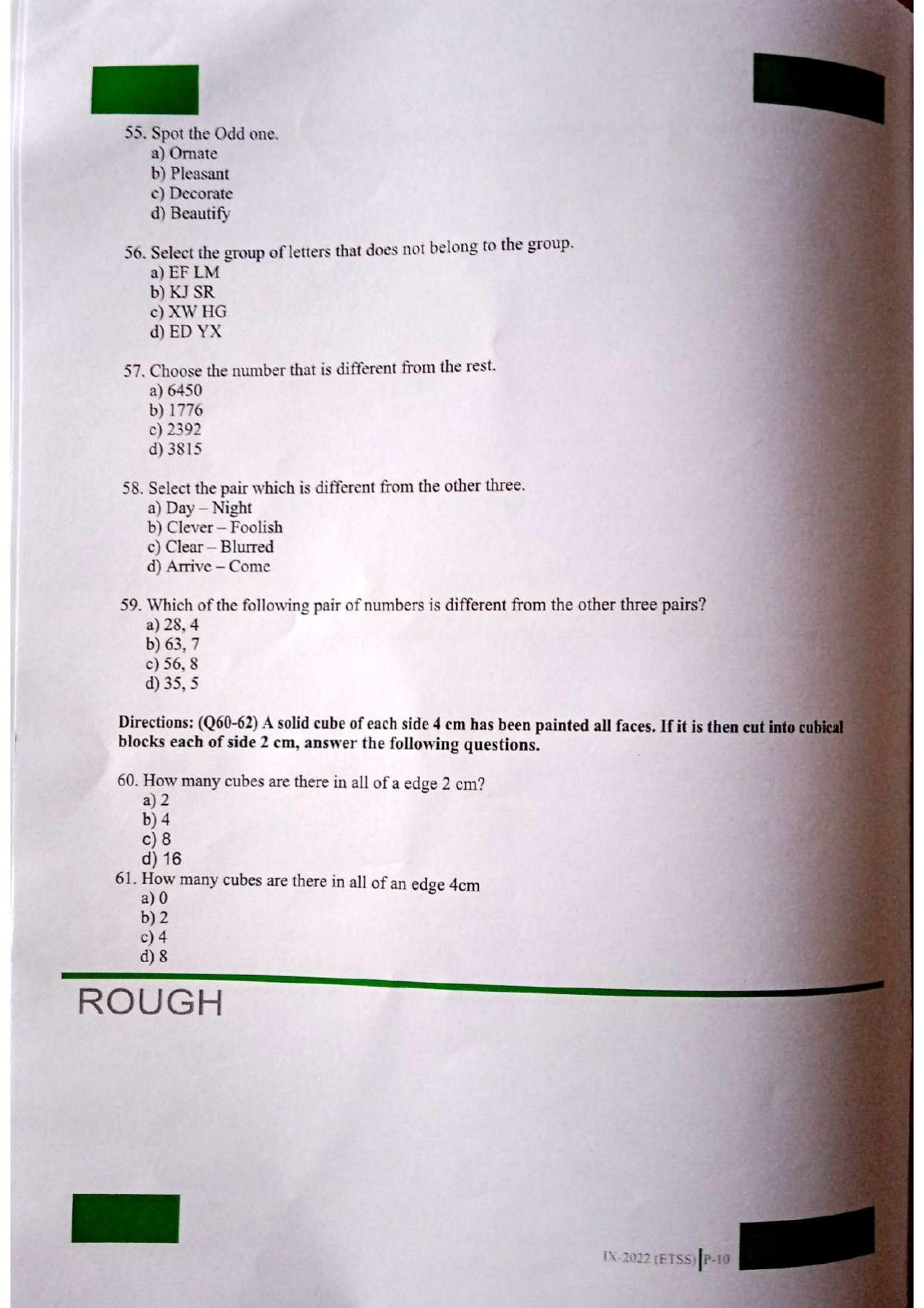 JKSSEE 2022 Class 9 Question Paper - Page 10