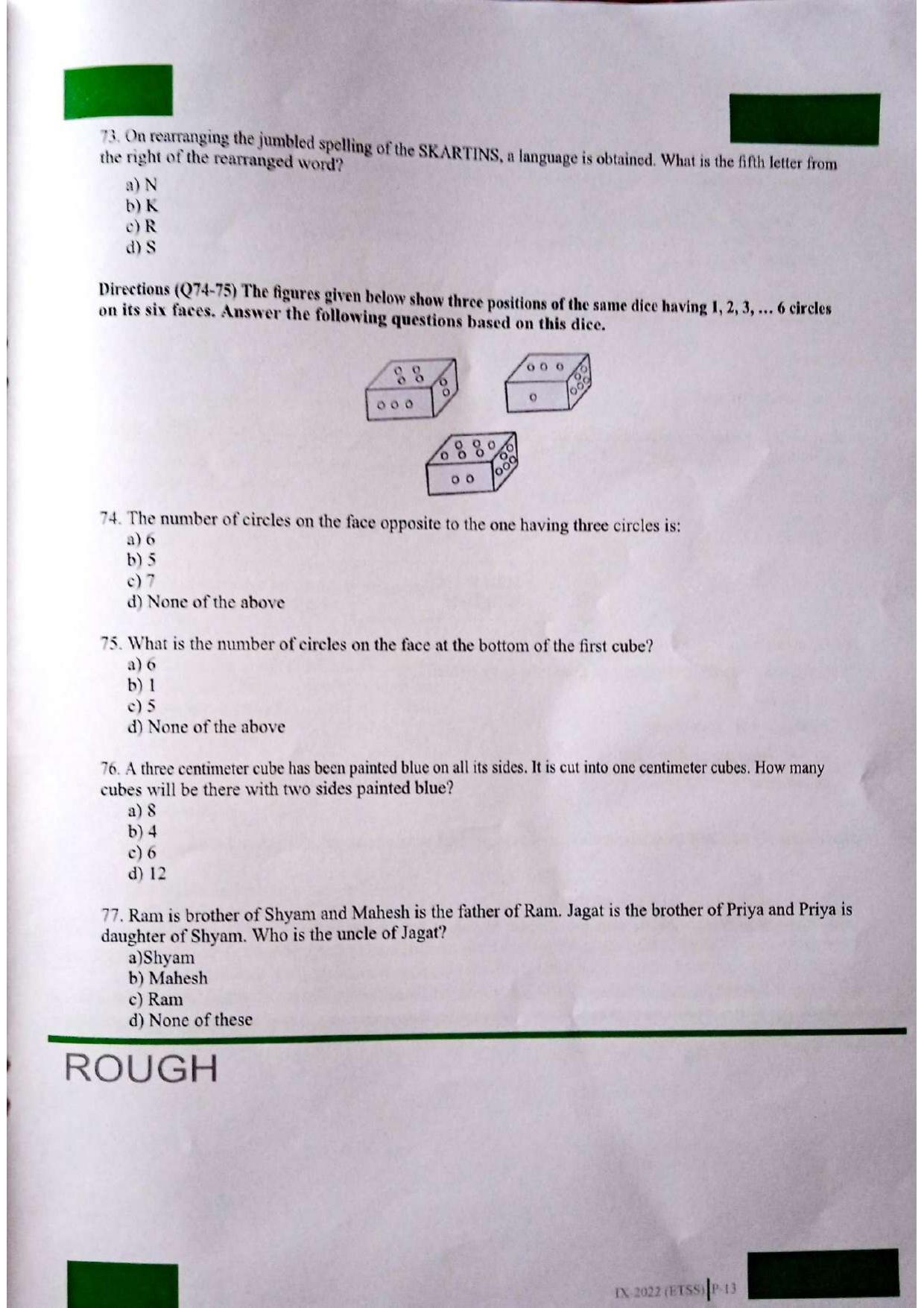 JKSSEE 2022 Class 9 Question Paper - Page 13