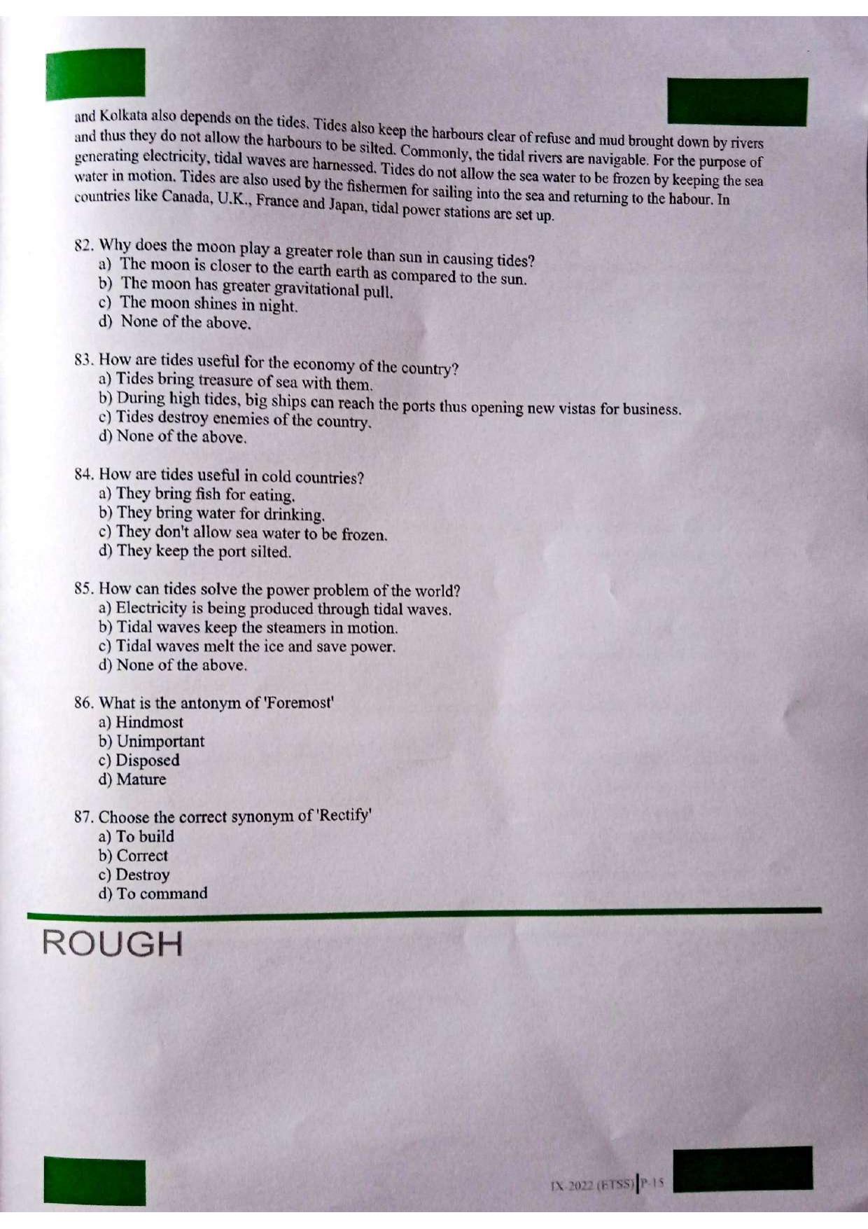 JKSSEE 2022 Class 9 Question Paper - Page 15
