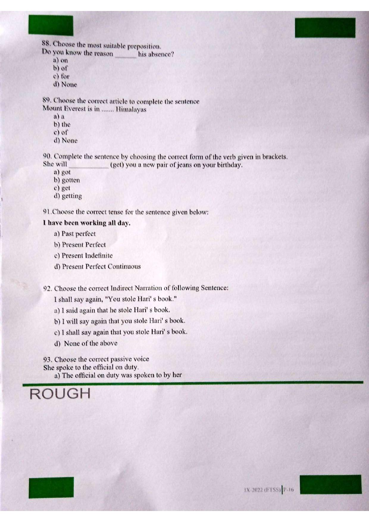 JKSSEE 2022 Class 9 Question Paper - Page 16