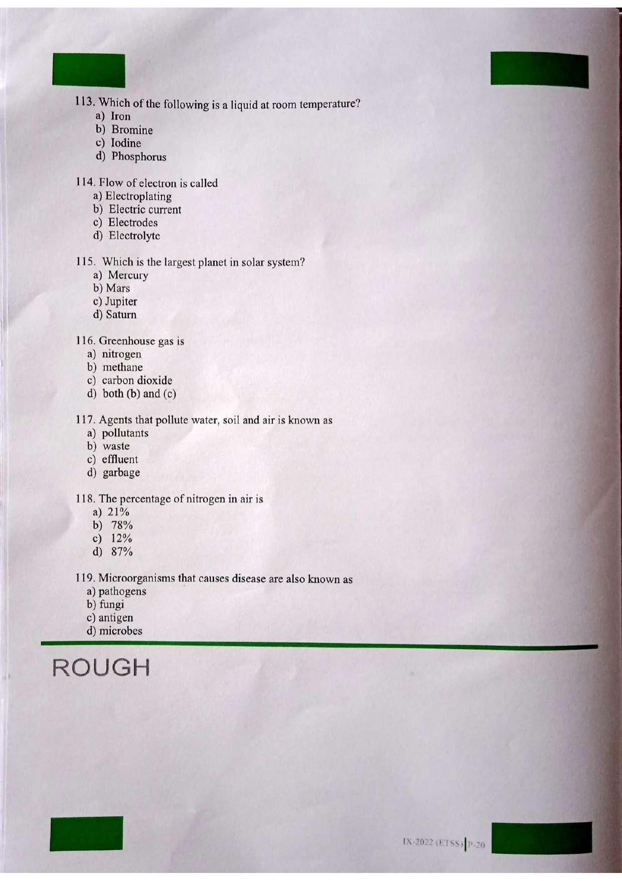 JKSSEE 2022 Class 9 Question Paper - Page 20