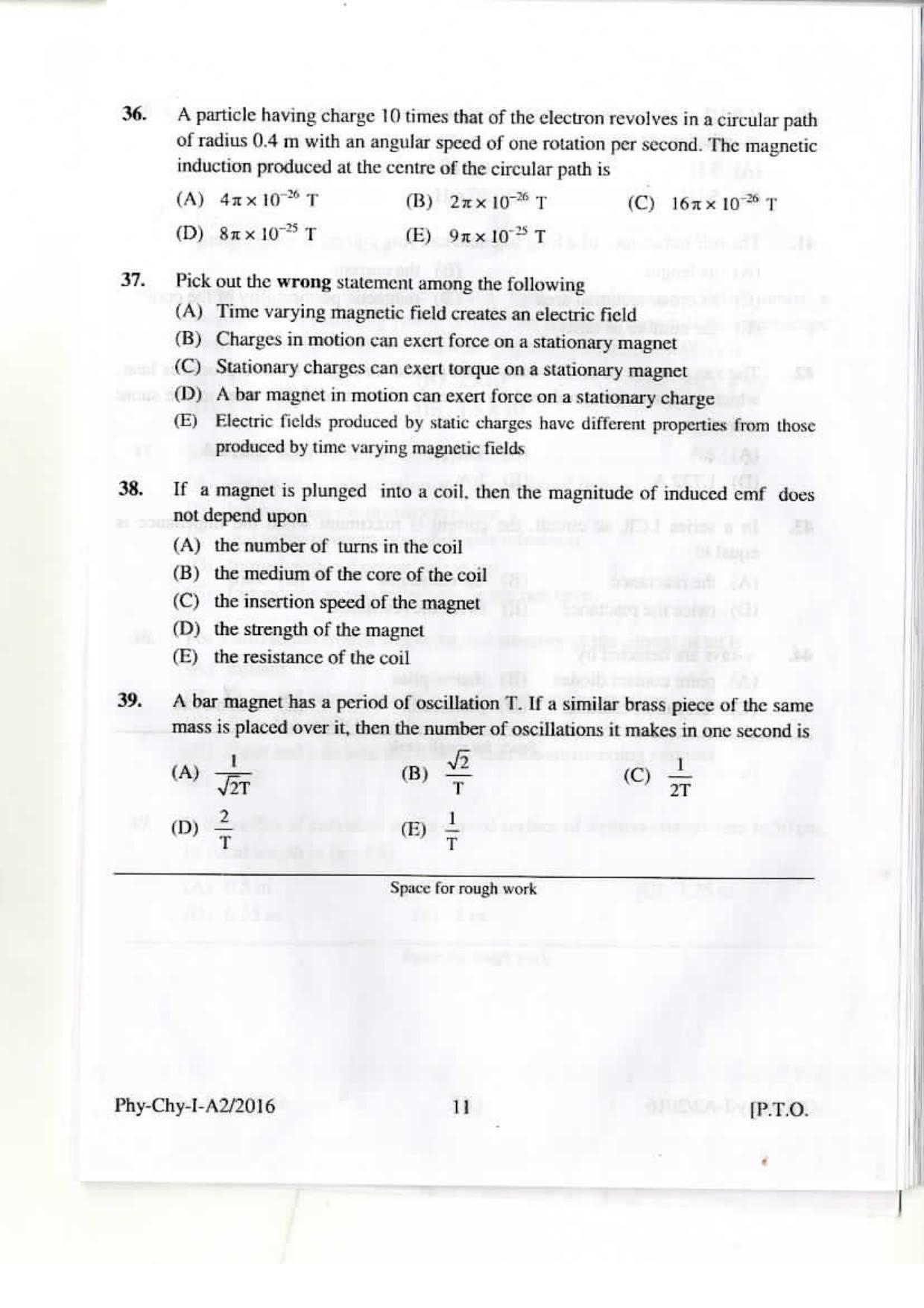 KEAM Paper I 2016 Question Paper - Page 10