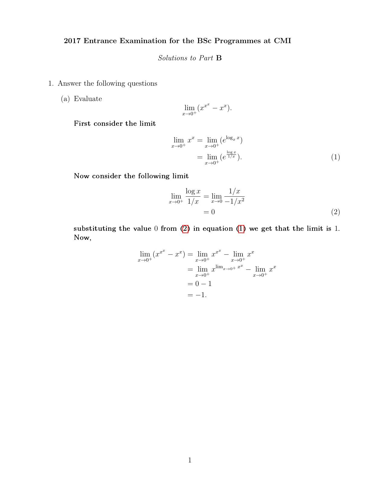 CMI Entrance Exam 2017 Solutions B.Sc (Hons.) Mathematics and Computer Science - Page 5