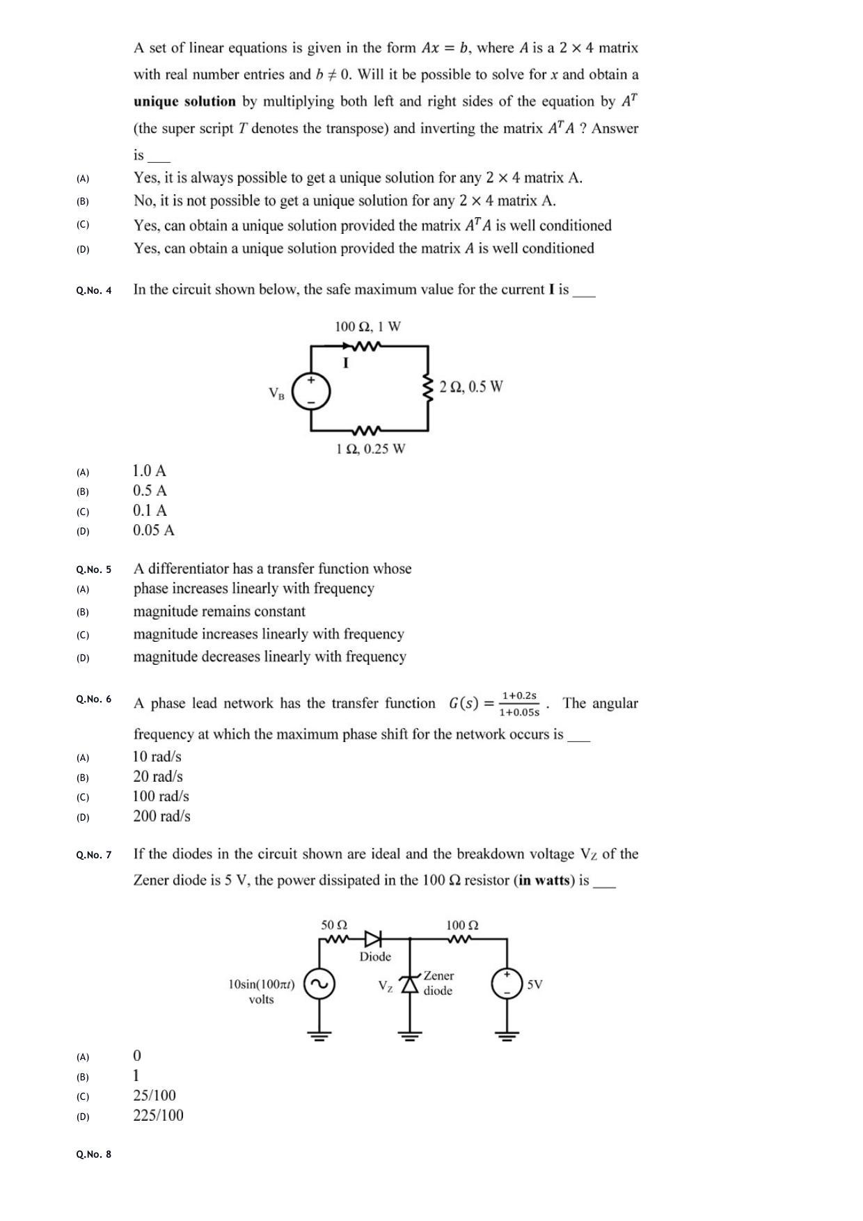 GATE 2020 Instrumentation Engineering (IN) Question Paper - Page 4