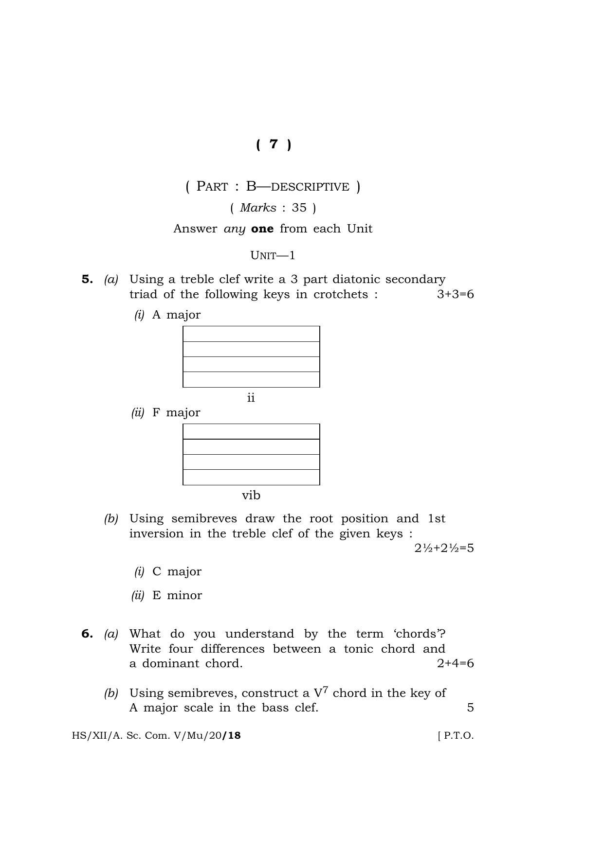 Meghalaya Board (MBOSE) Class 12 MUSIC 2020 Question Paper - Page 7