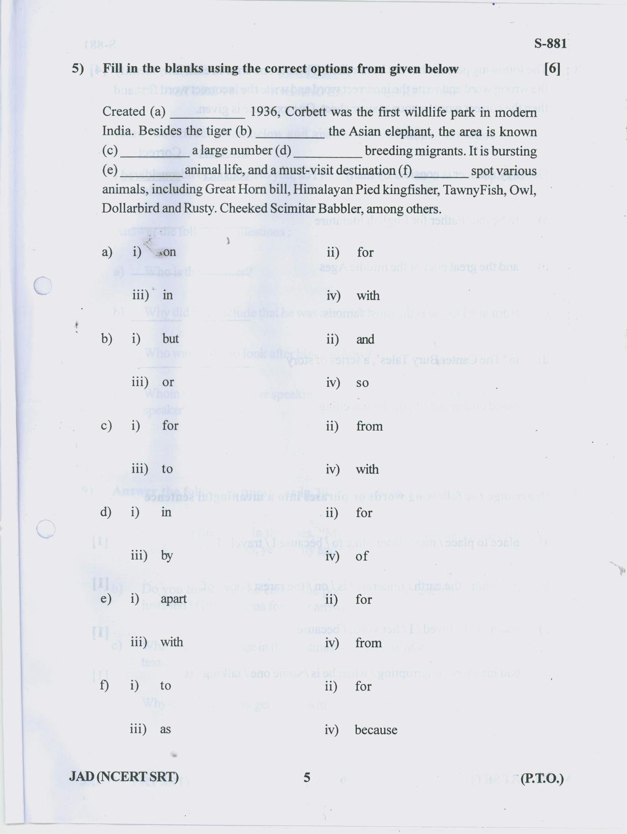 Gujarat Board Class 10th ENGLISH NCERT SRT 2019 Question Paper - Page 5
