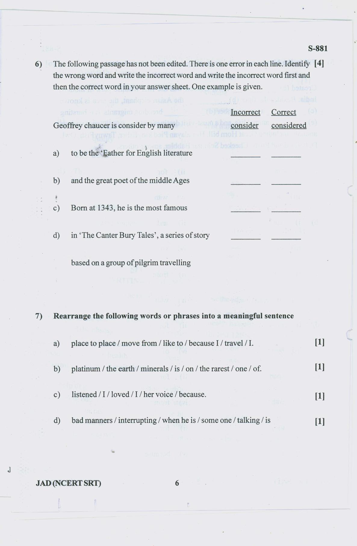 Gujarat Board Class 10th ENGLISH NCERT SRT 2019 Question Paper - Page 6
