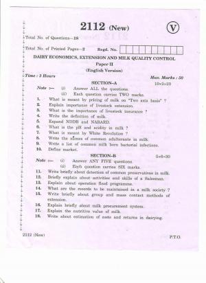 AP Inter 2nd Year Vocational Question Paper March - 2020 - Dairy Economics Extension Milk quality control-  II (new)