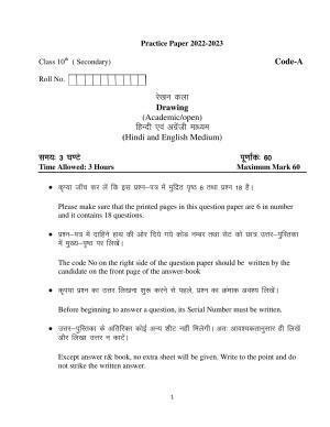 Haryana Board Class 10 Drawing Code A Sample Papers