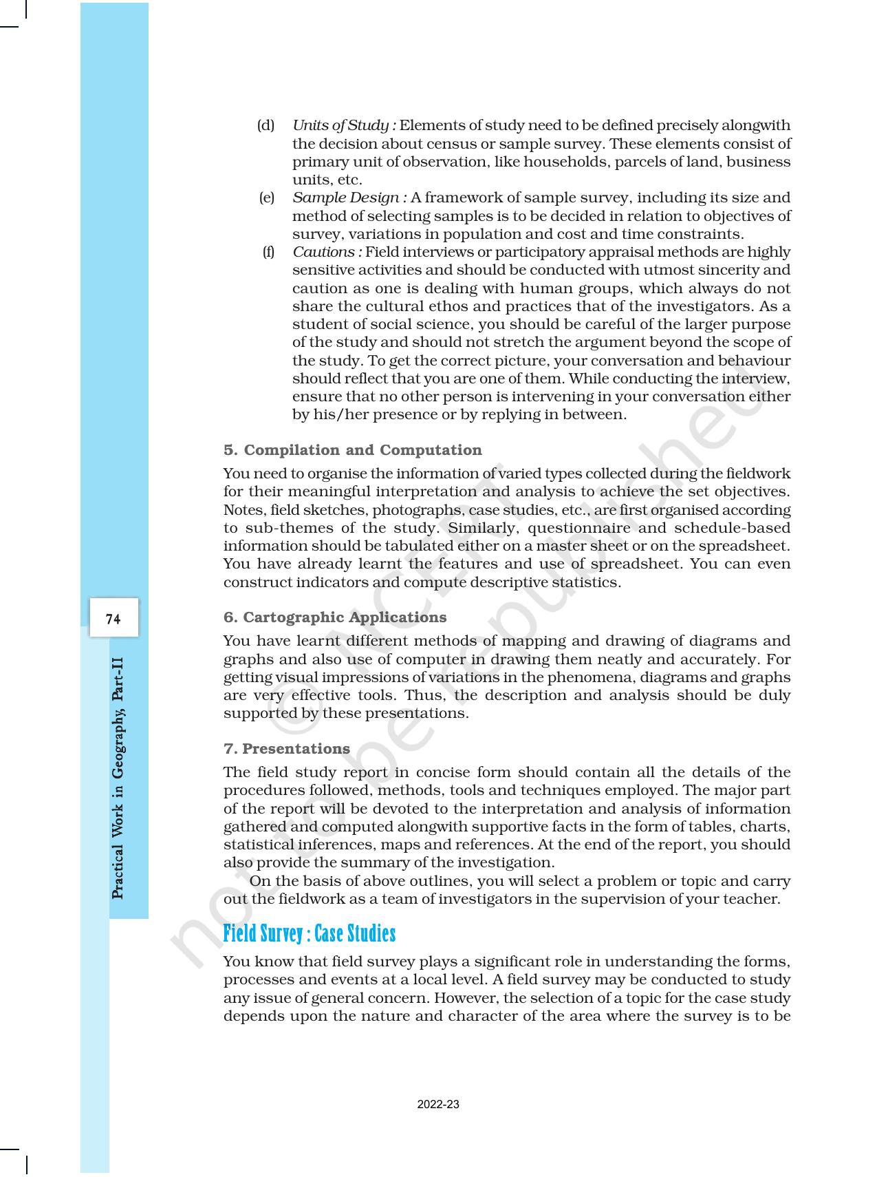 NCERT Book for Class 12 Geography (Part-III) Chapter 5 Field Surveys - Page 4