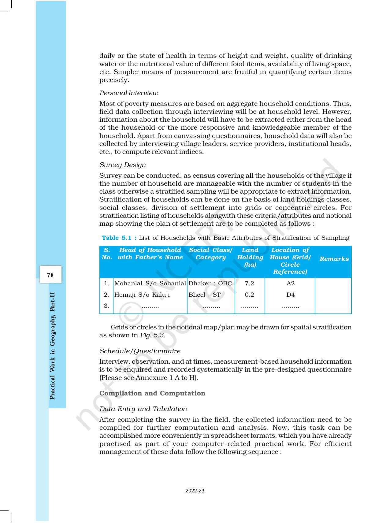 NCERT Book for Class 12 Geography (Part-III) Chapter 5 Field Surveys - Page 8