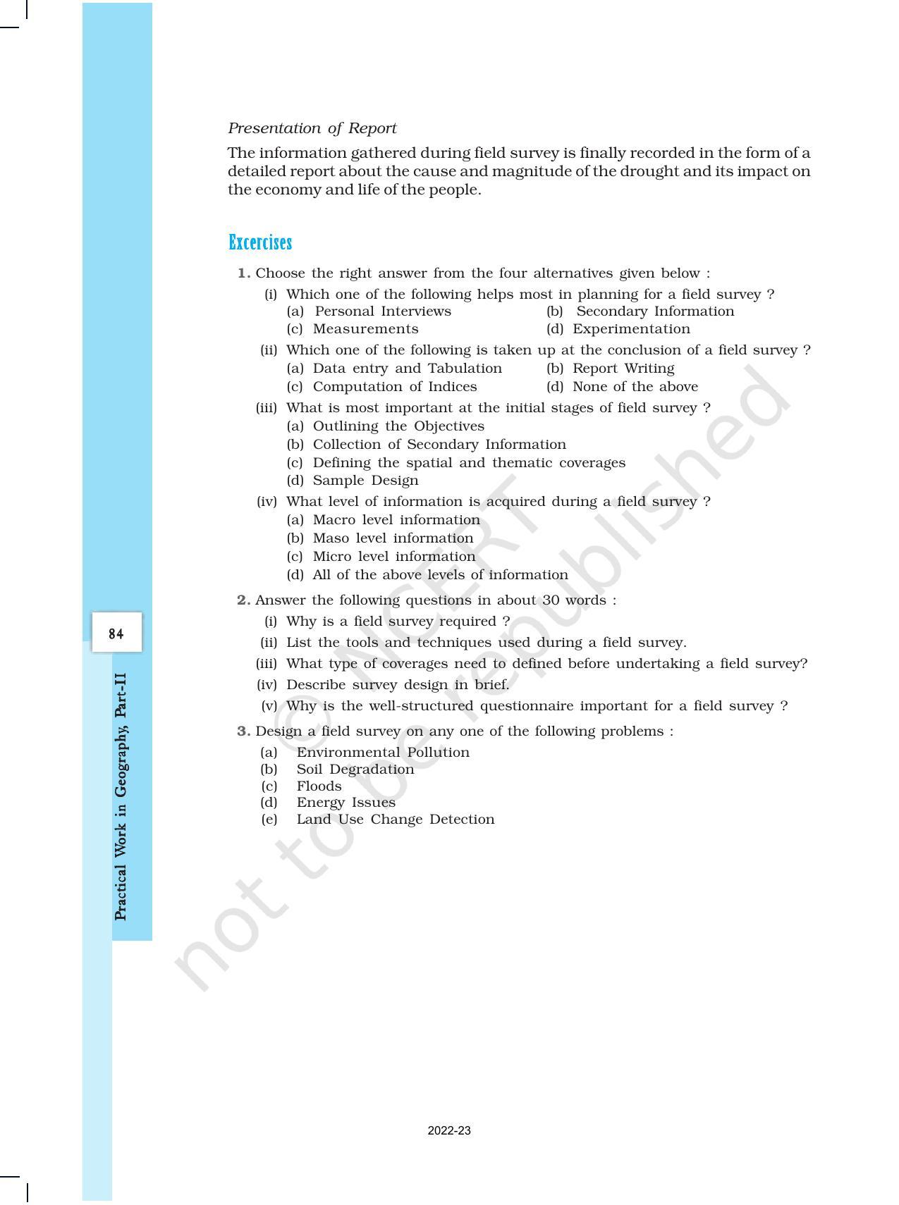 NCERT Book for Class 12 Geography (Part-III) Chapter 5 Field Surveys - Page 14