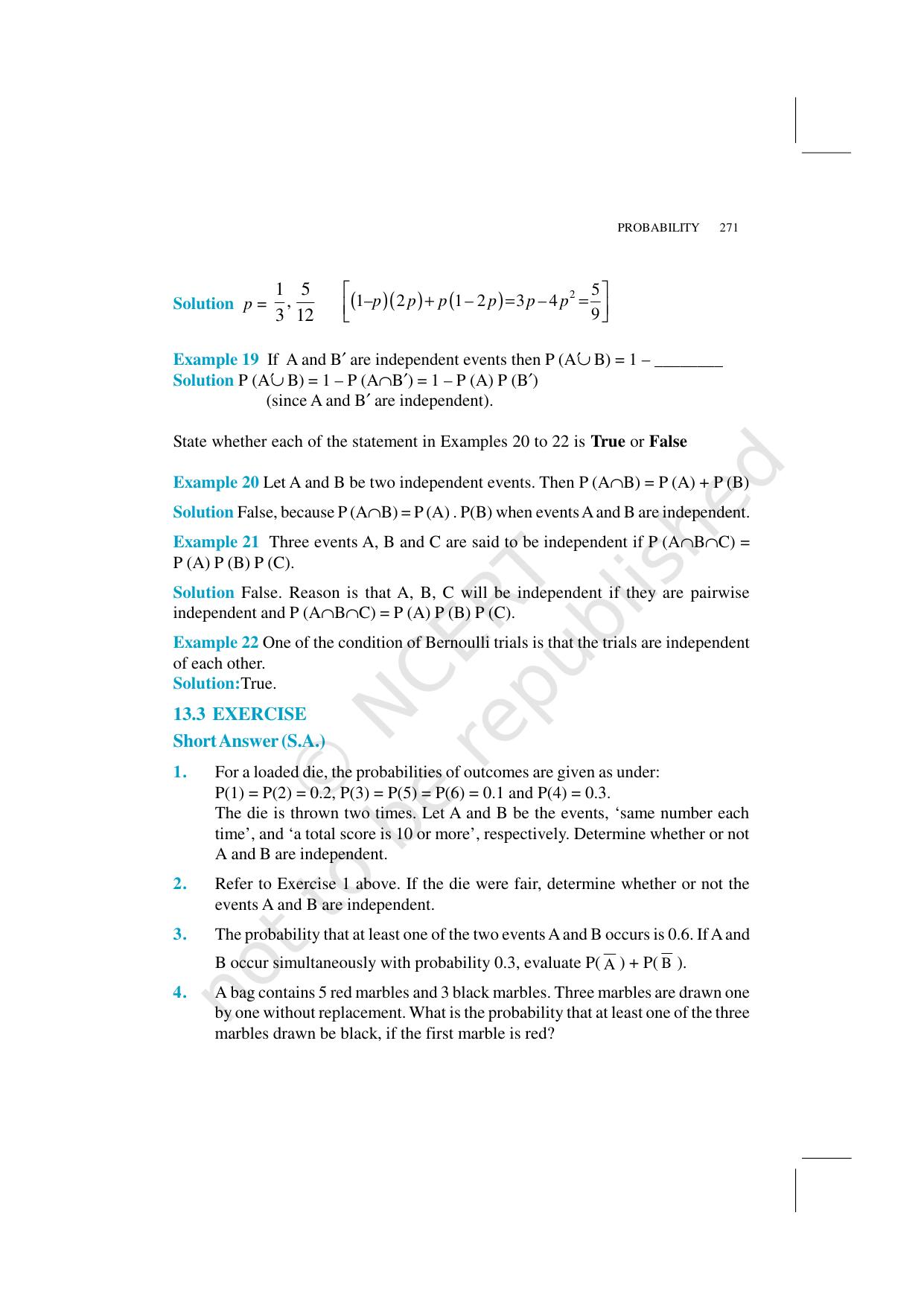 NCERT Exemplar Class 12: Mathematics Unit 13 (Probability) - Page 14