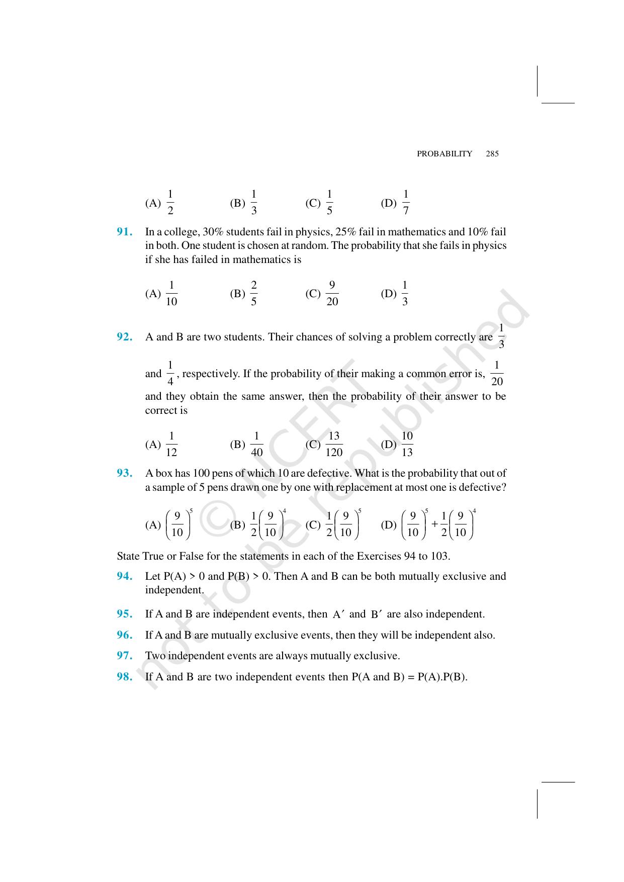 NCERT Exemplar Class 12: Mathematics Unit 13 (Probability) - Page 28