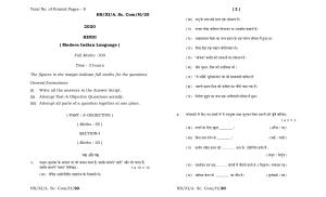 Meghalaya Board (MBOSE) Class 11 Hindi MIL 2020 Question Paper