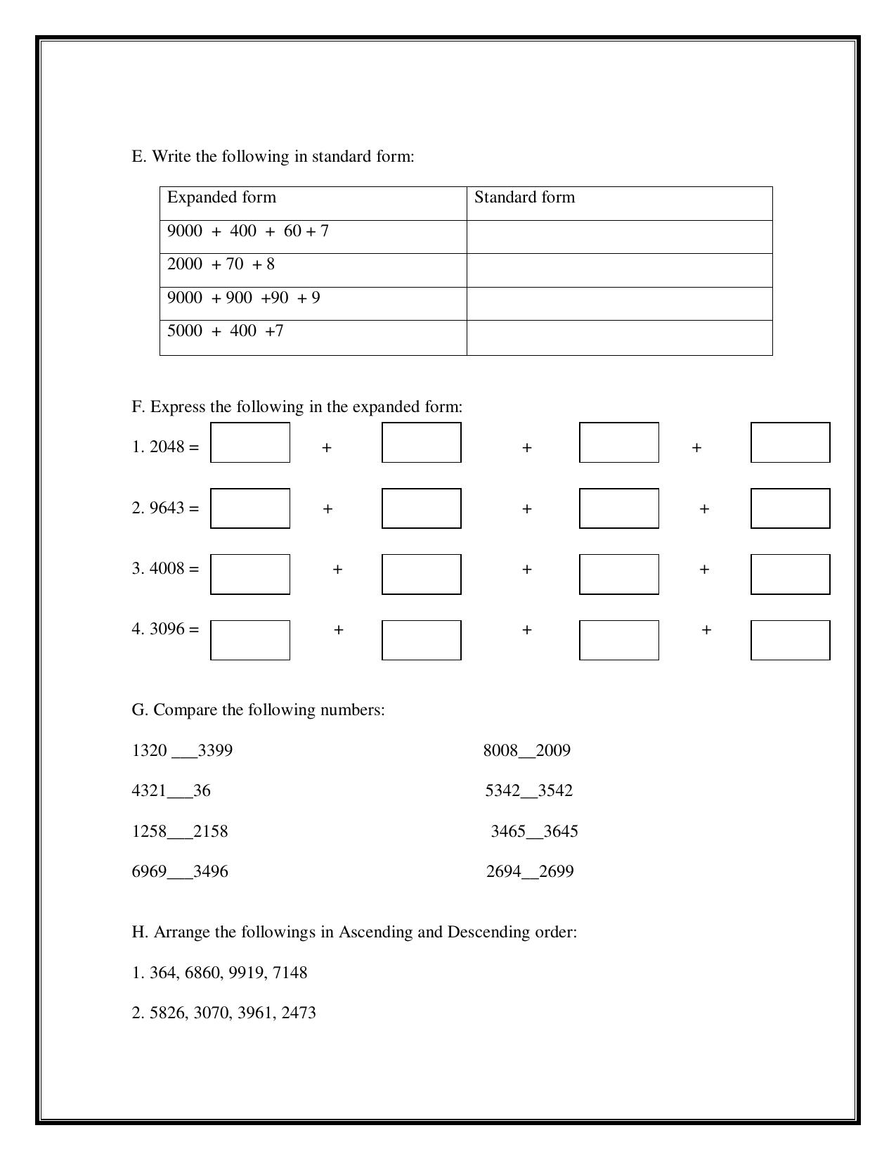 Worksheet for Class 3 Mathematics Assignment 96 - Page 2