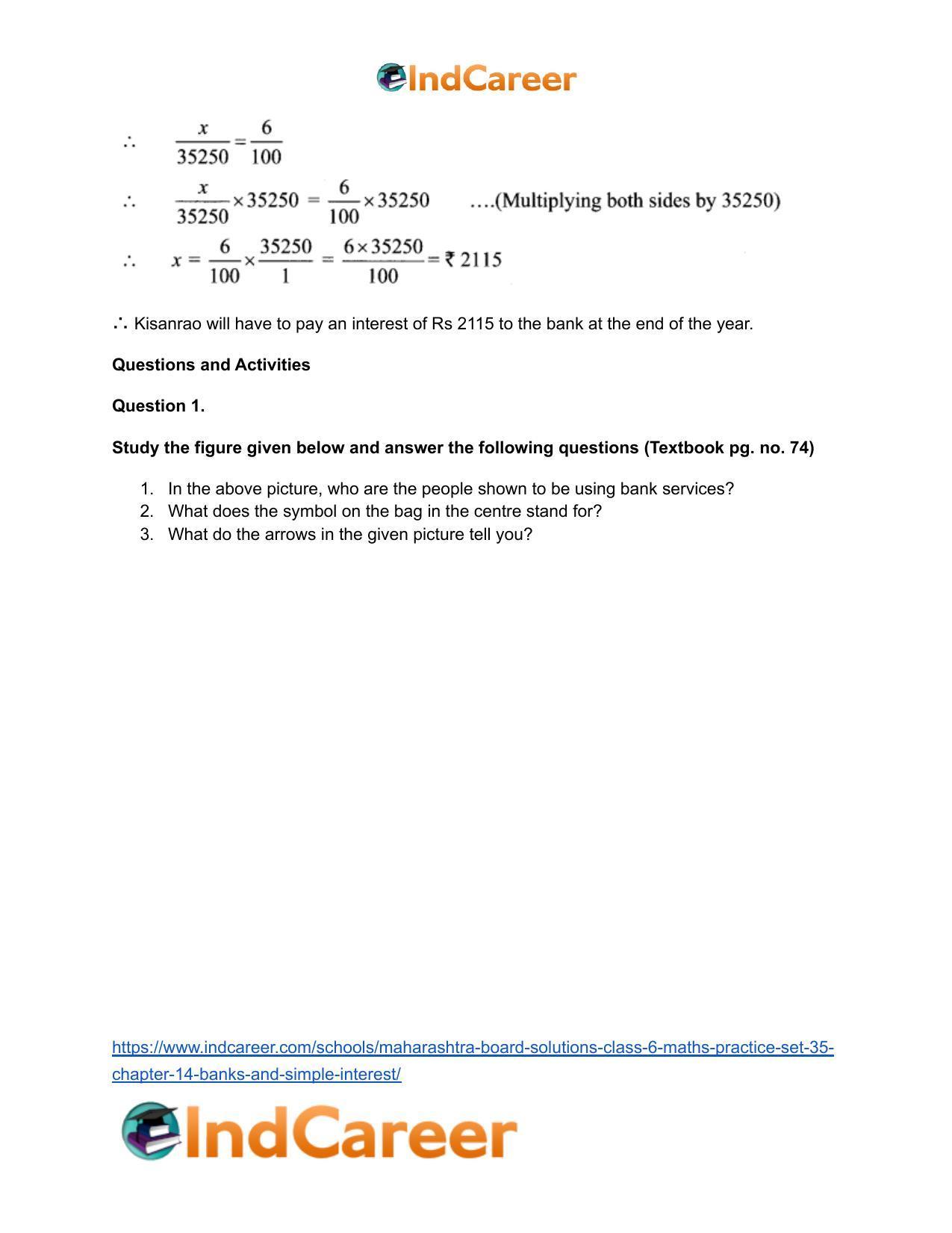 Maharashtra Board Solutions Class 6-Maths (Practice Set 35): Chapter 14- Banks and Simple Interest - Page 5