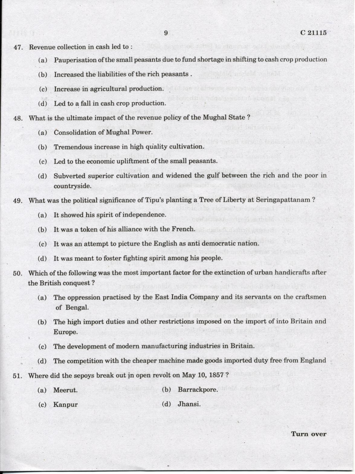 CUCAT 2022 M.A History Question Paper - Page 9