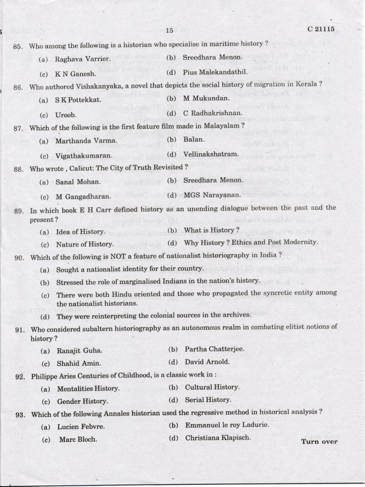 CUCAT 2022 M.A History Question Paper - Page 15
