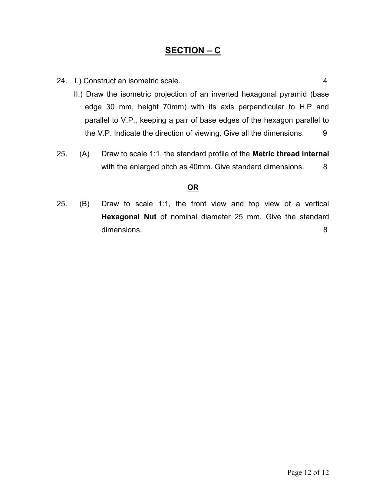 CBSE Class 12 Engg. Graphic Sample Question Paper 2024-25 - Page 12