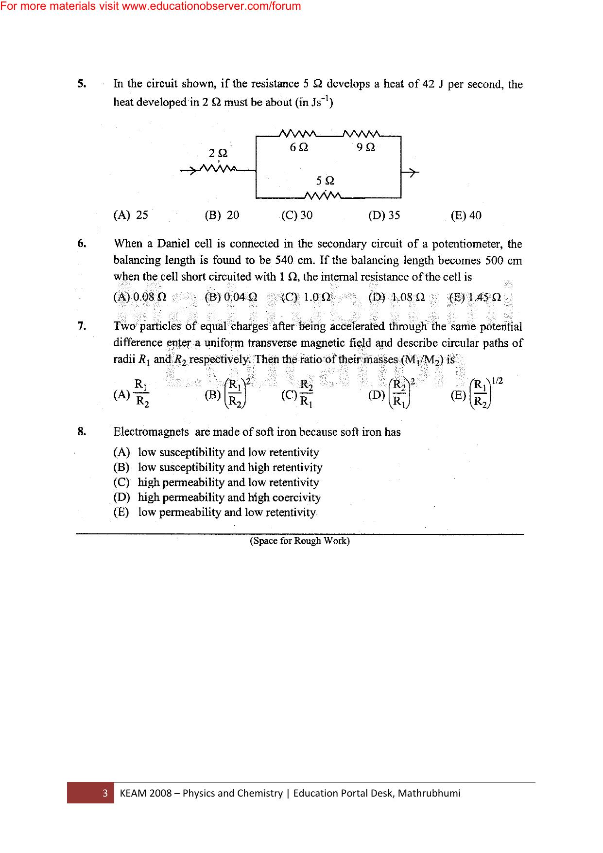 KEAM Paper I 2008 Question Paper - Page 3