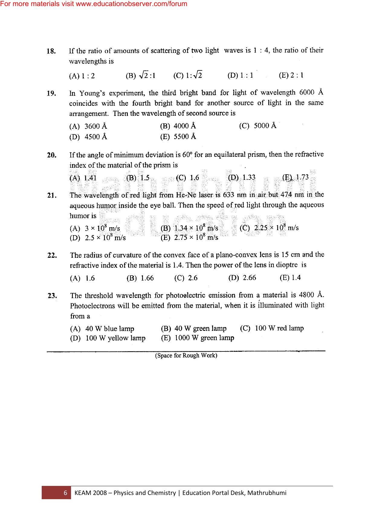 KEAM Paper I 2008 Question Paper - Page 6