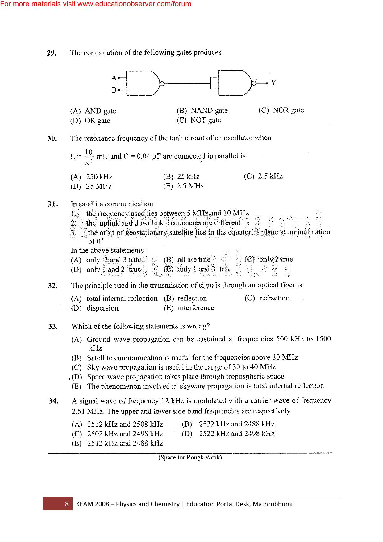 KEAM Paper I 2008 Question Paper - Page 8