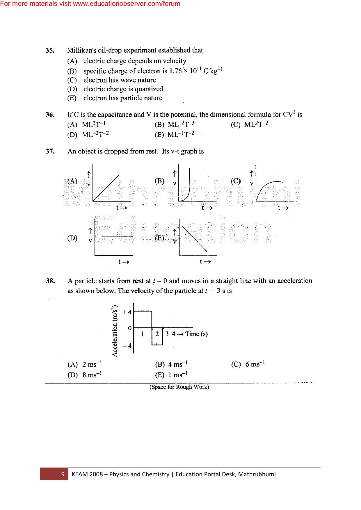 KEAM Paper I 2008 Question Paper - Page 9