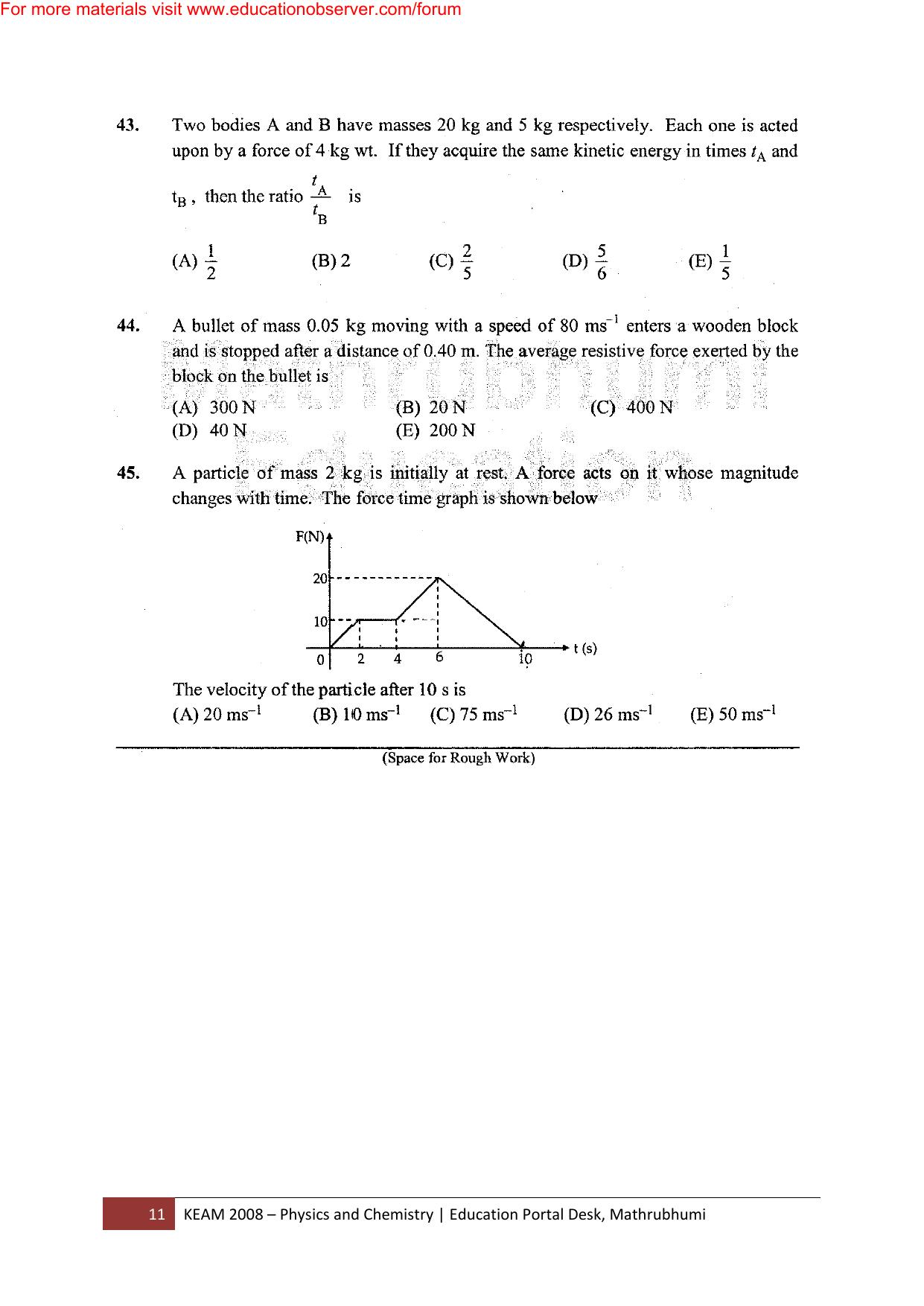 KEAM Paper I 2008 Question Paper - Page 11