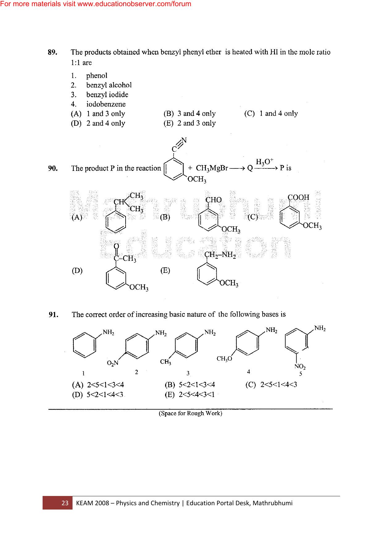KEAM Paper I 2008 Question Paper - Page 23
