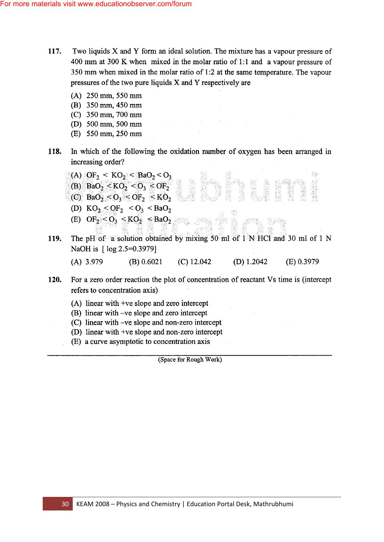 KEAM Paper I 2008 Question Paper - Page 30