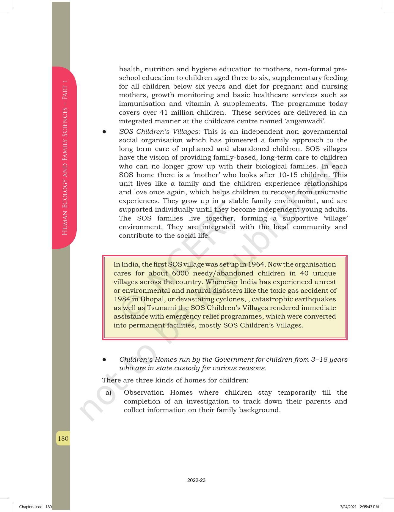 NCERT Book for Class 12 Home Science (Part -I) Chapter 10 Management of Support Services, Institutions and Programmes for Children, Youth and Elderly - Page 6
