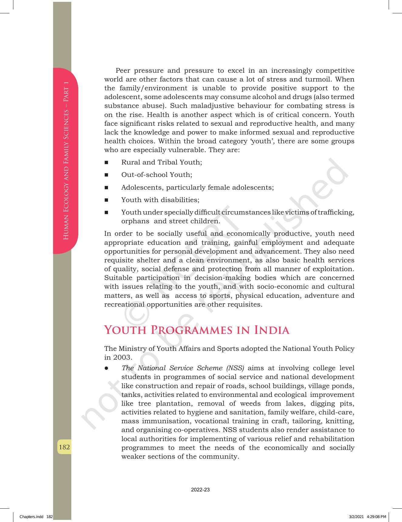 NCERT Book for Class 12 Home Science (Part -I) Chapter 10 Management of Support Services, Institutions and Programmes for Children, Youth and Elderly - Page 8