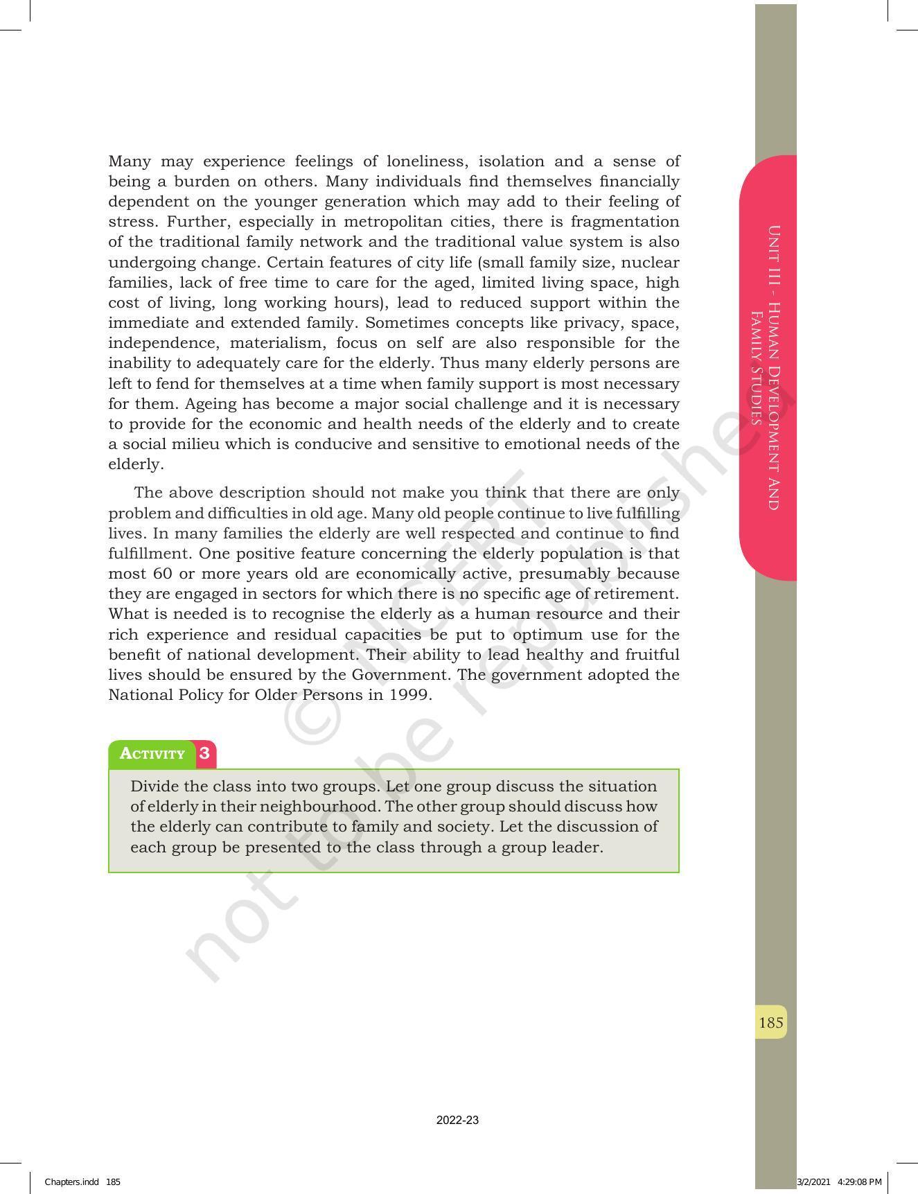 NCERT Book for Class 12 Home Science (Part -I) Chapter 10 Management of Support Services, Institutions and Programmes for Children, Youth and Elderly - Page 11