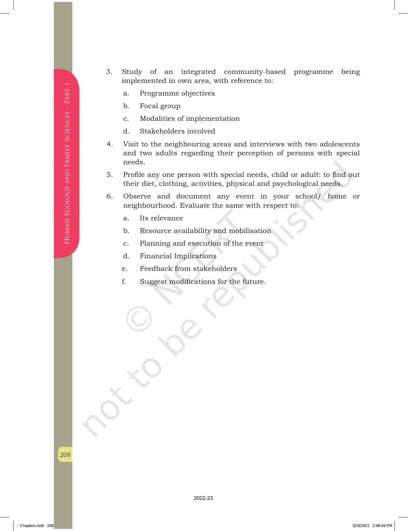 NCERT Book for Class 12 Home Science (Part -I) Chapter 10 Management of Support Services, Institutions and Programmes for Children, Youth and Elderly - Page 34