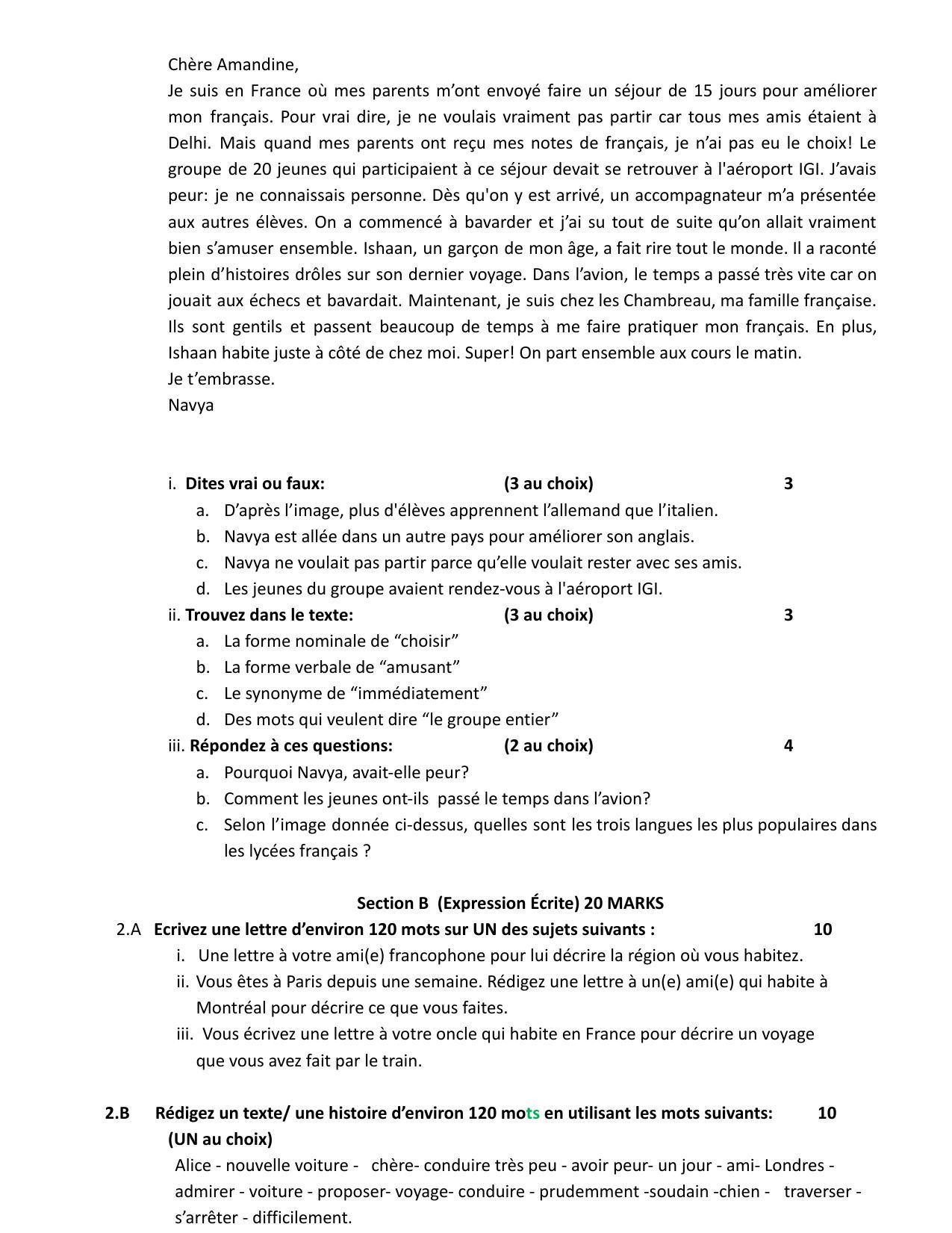 CBSE Class 12 French Sample Paper 2023 - Page 2