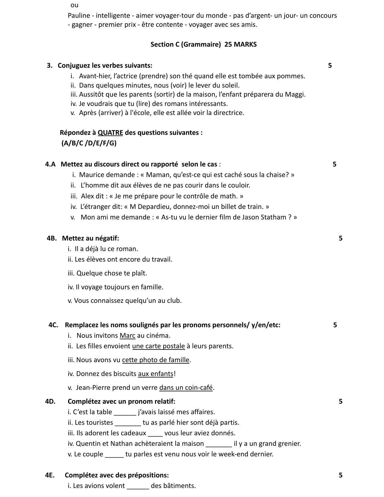 CBSE Class 12 French Sample Paper 2023 - Page 3