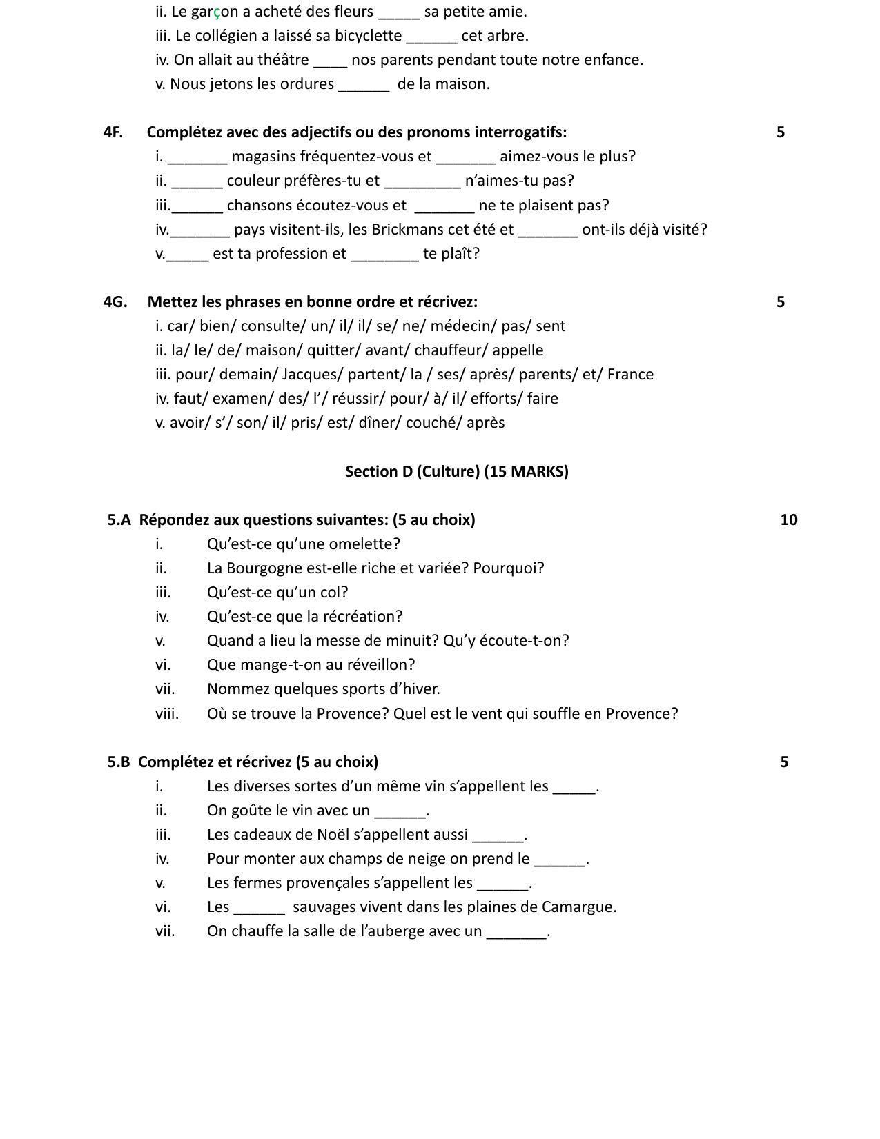 CBSE Class 12 French Sample Paper 2023 - Page 4