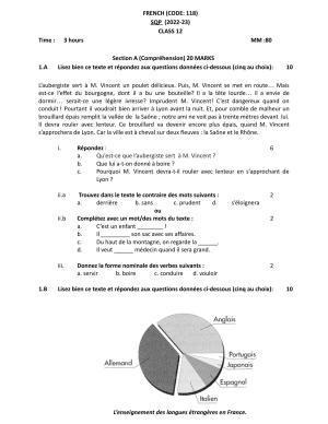 CBSE Class 12 French Sample Paper 2023