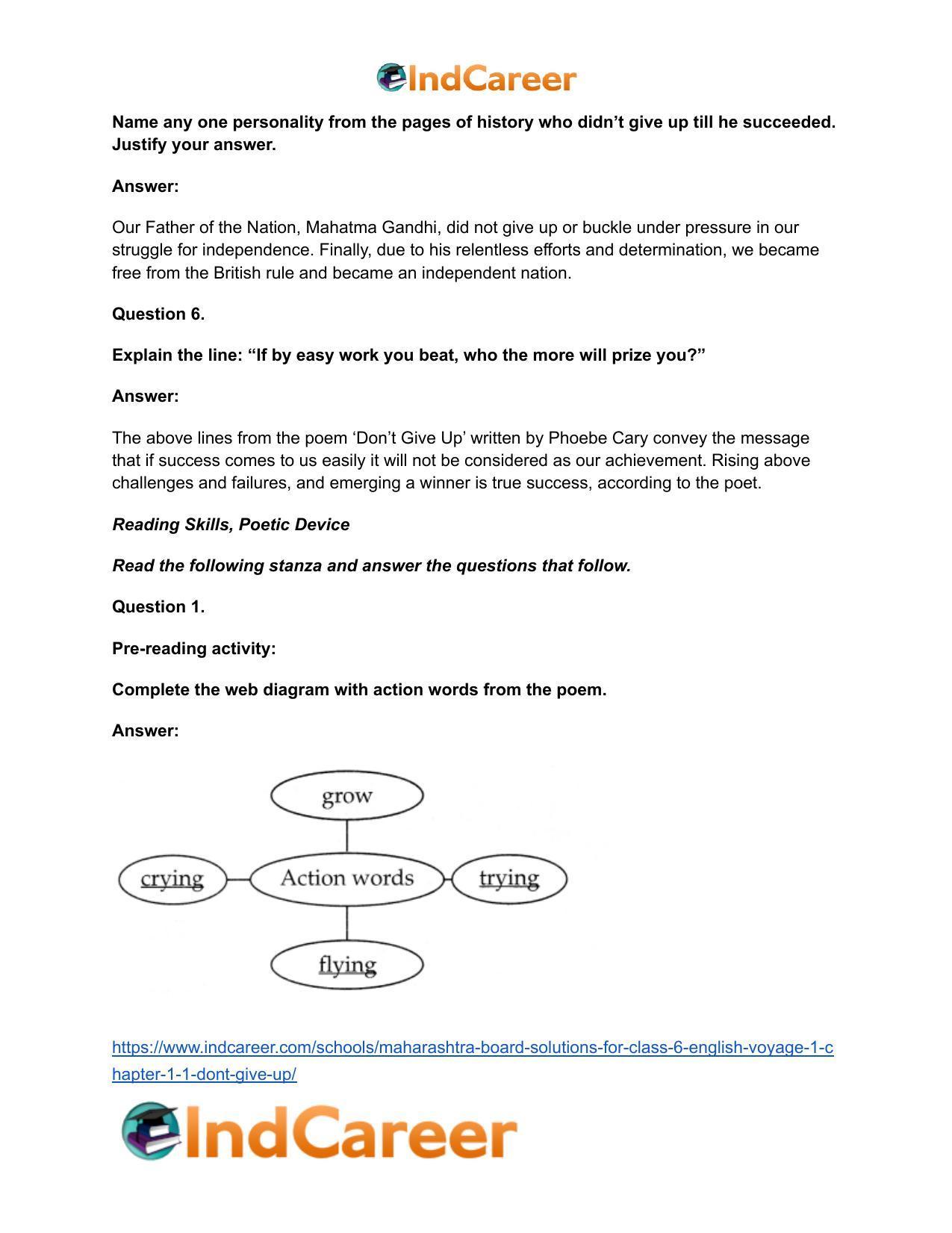 Maharashtra Board Solutions for Class 6- English (Voyage 1): Chapter 1.1- Don’t Give Up! - Page 4